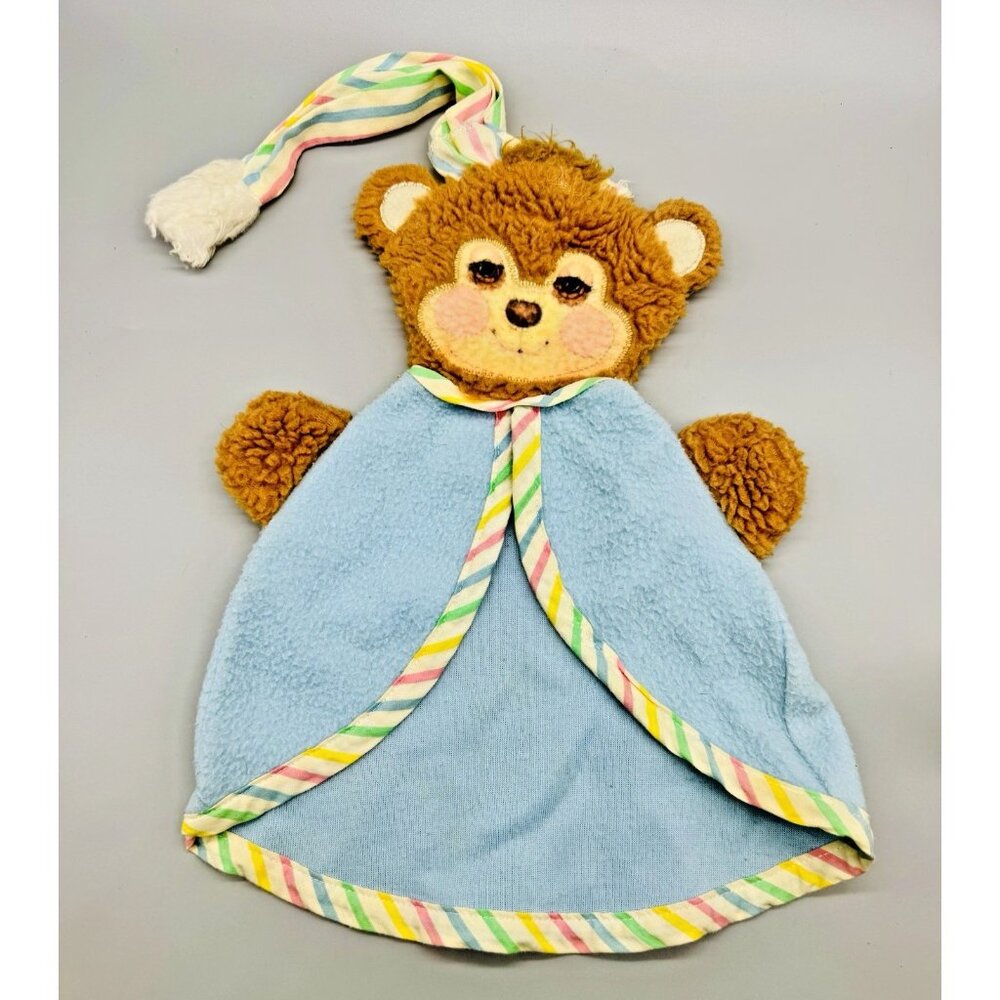 Fisher Price Teddy‎ Beddy Bear Plush Lovey Security Blanket Vintage 1985 Morgan